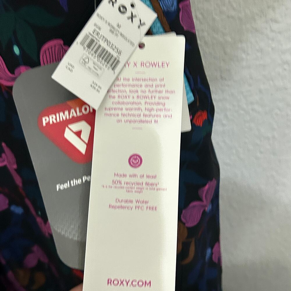 NEW Roxy x Rowley Insulated Snow Bib Ski Pants Floral Print Womens Med Après Ski - Picture 8 of 9